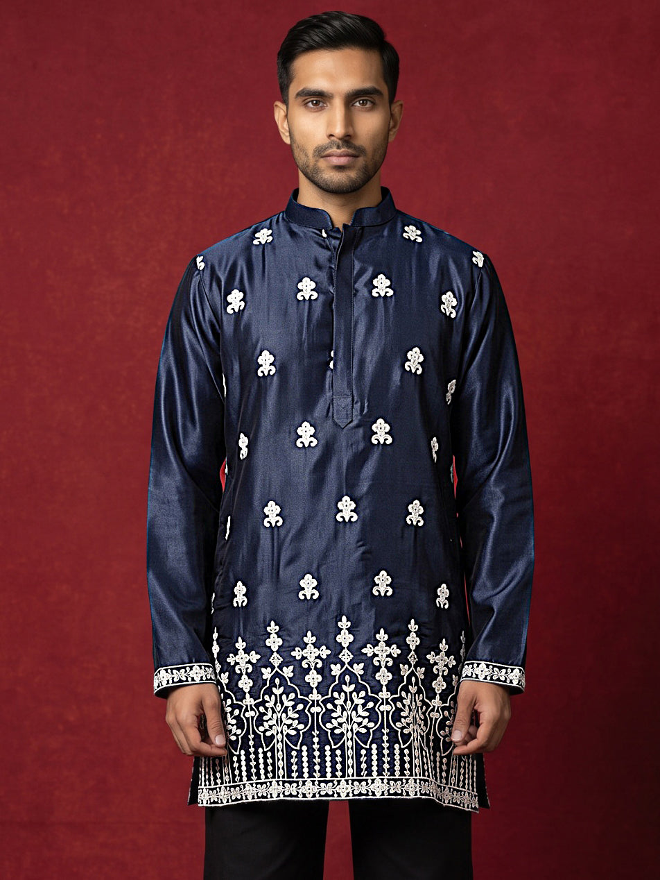 Men Ethnic Silk Blend Embroidered Kurta
