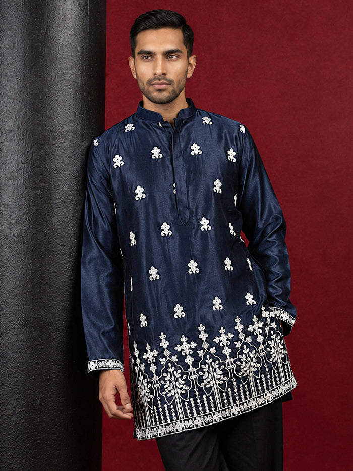 Men Ethnic Silk Blend Embroidered Kurta