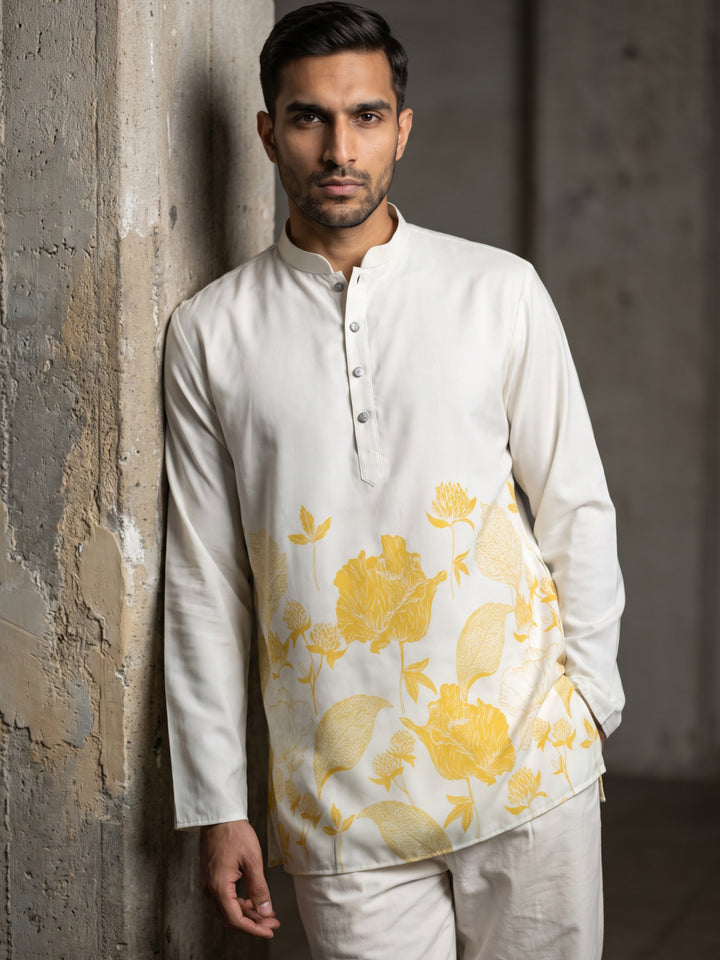Cotton Blend Floral Printed Kurta