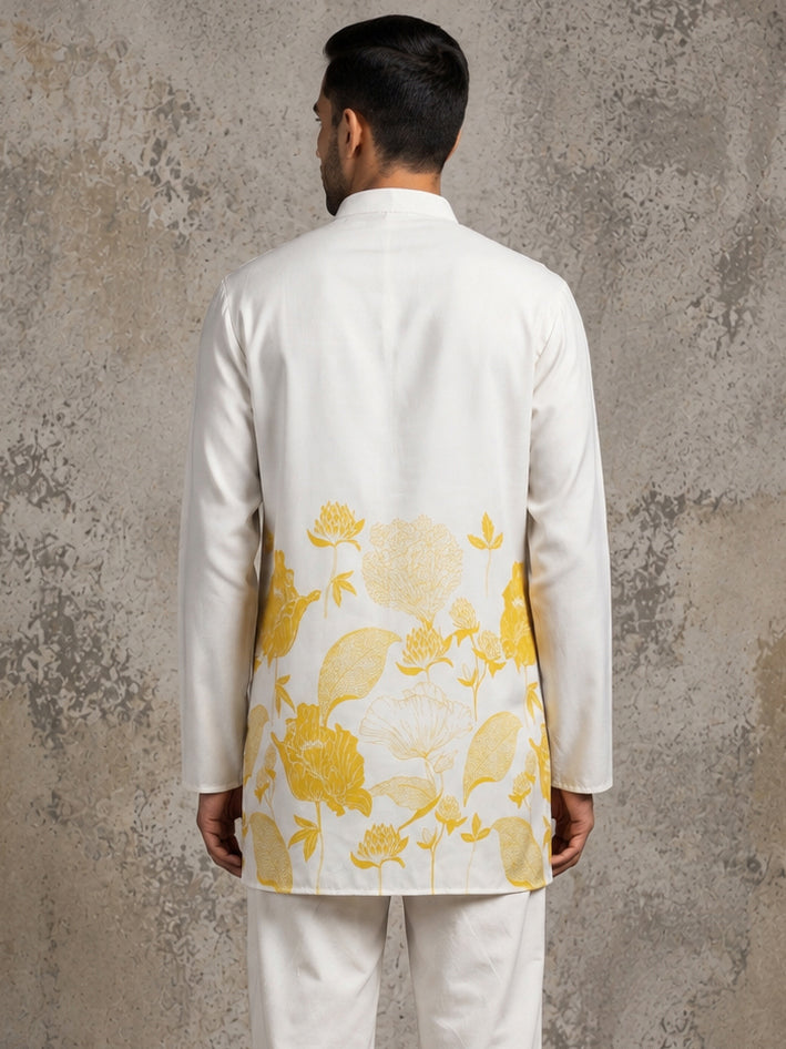 Cotton Blend Floral Printed Kurta