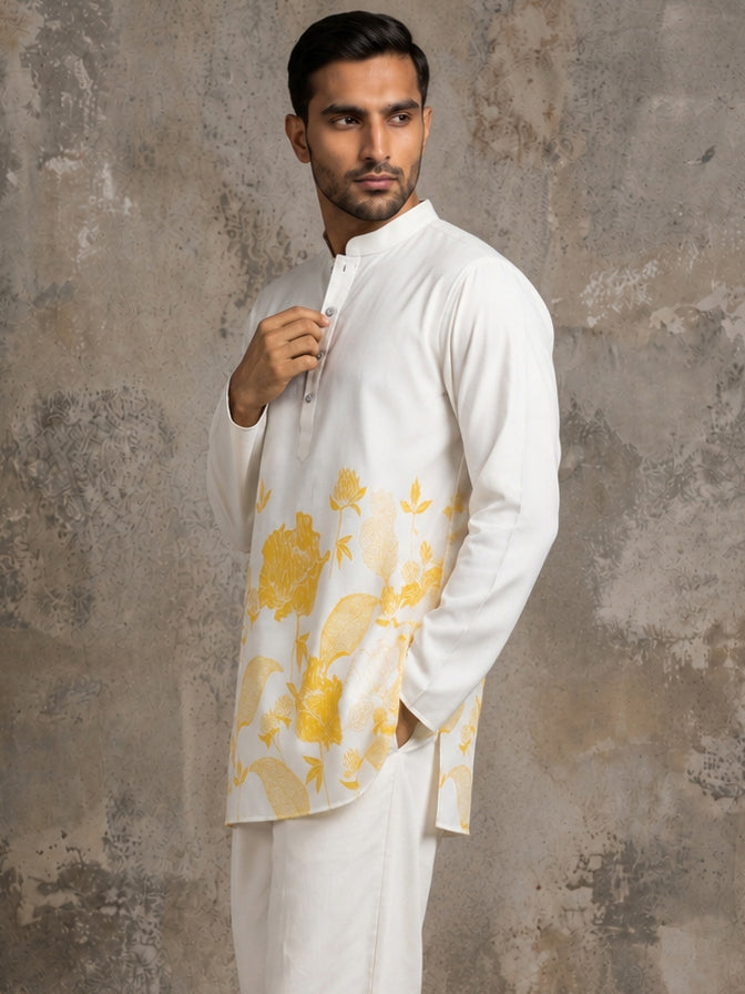 Cotton Blend Floral Printed Kurta