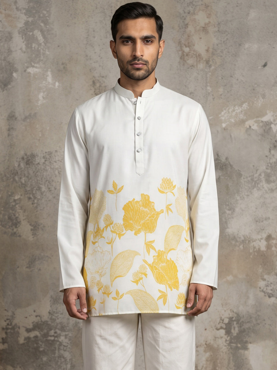 Cotton Blend Floral Printed Kurta