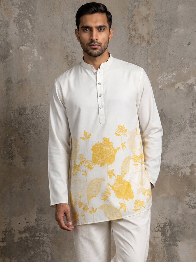 Cotton Blend Floral Printed Kurta