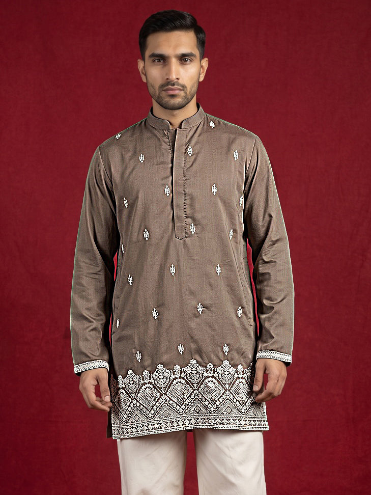 Cotton Blend Ethnic Embroidered Kurta