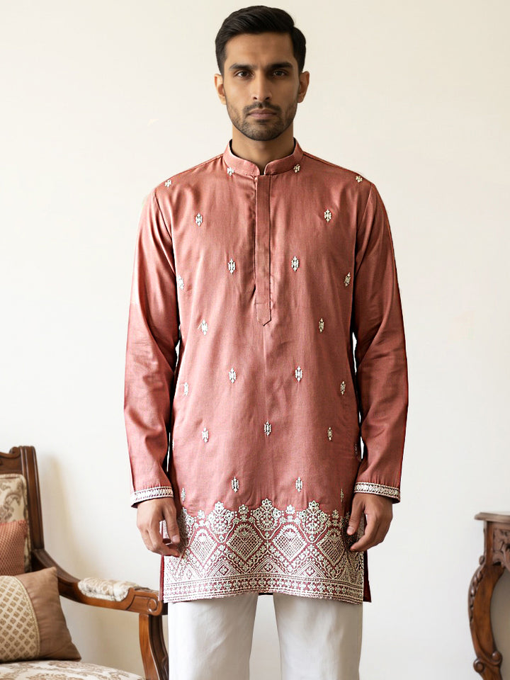 Cotton Blend Ethnic Embroidered Kurta