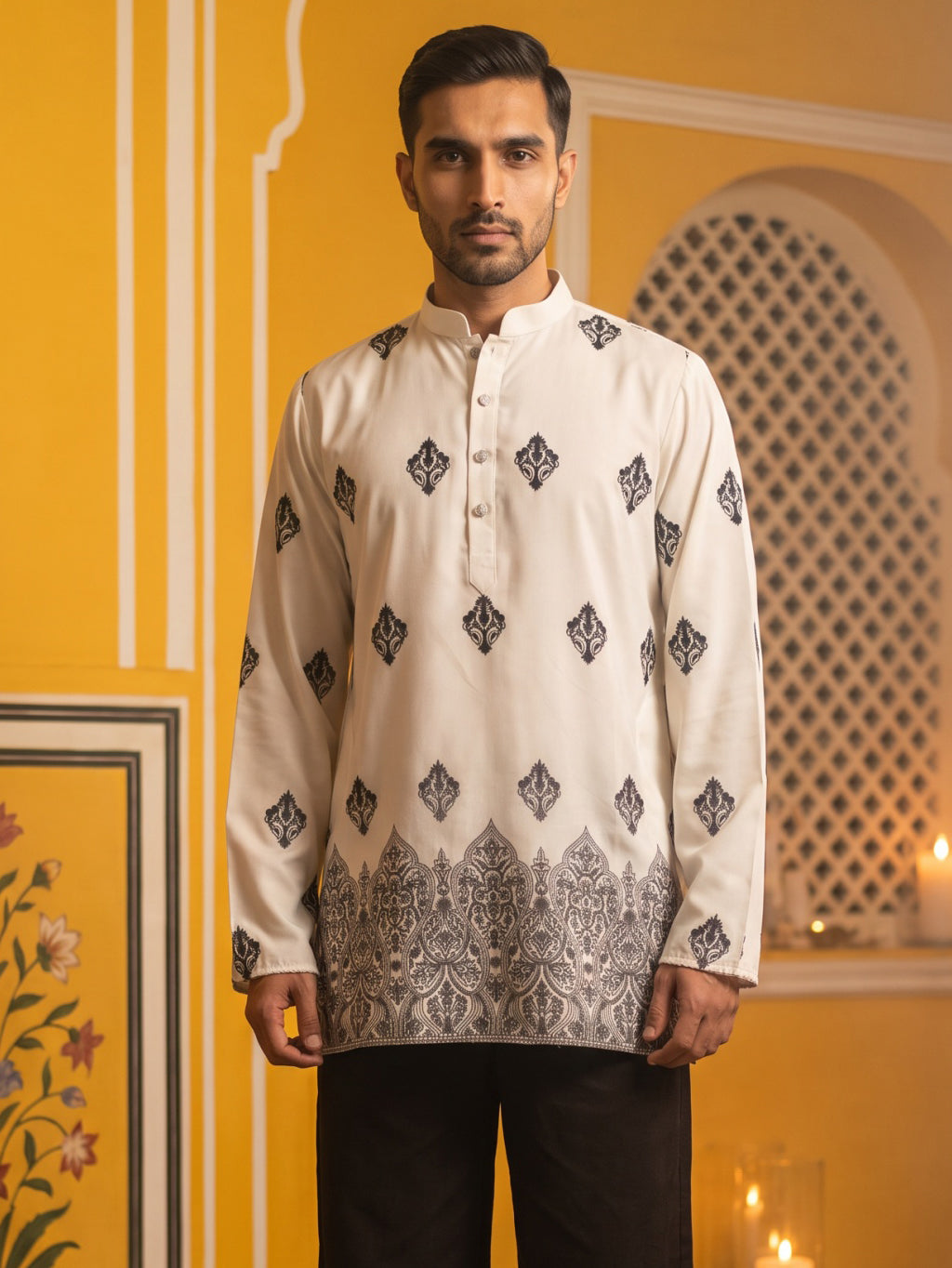 Cotton Blend Ethnic Printed Kurta