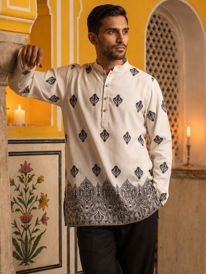 Cotton Blend Ethnic Printed Kurta