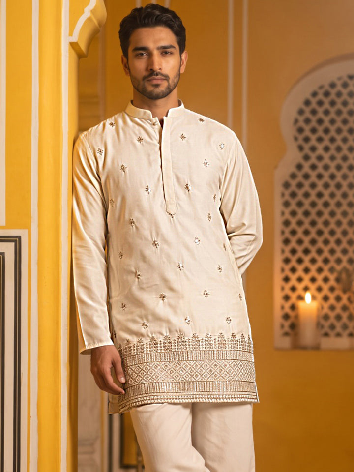 Japanese Fabric Ethnic Embroidered Kurta For Men