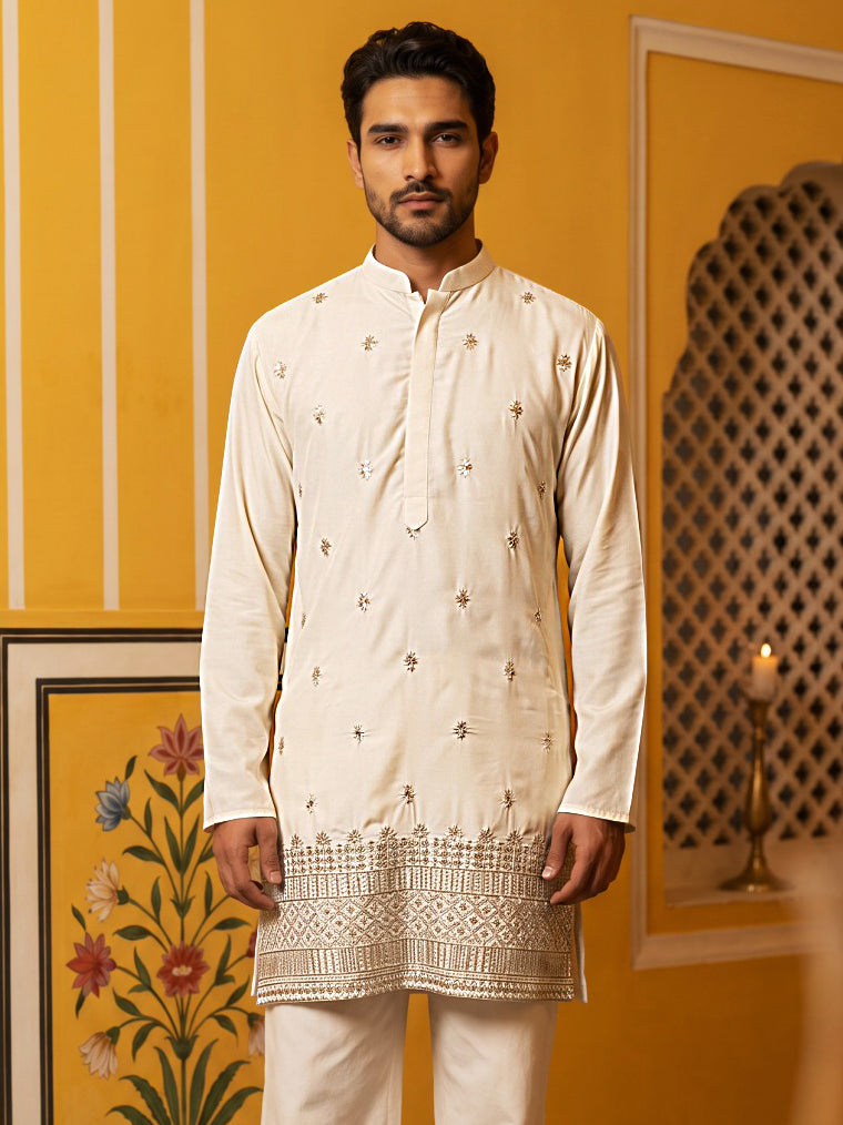 Japanese Fabric Ethnic Embroidered Kurta For Men