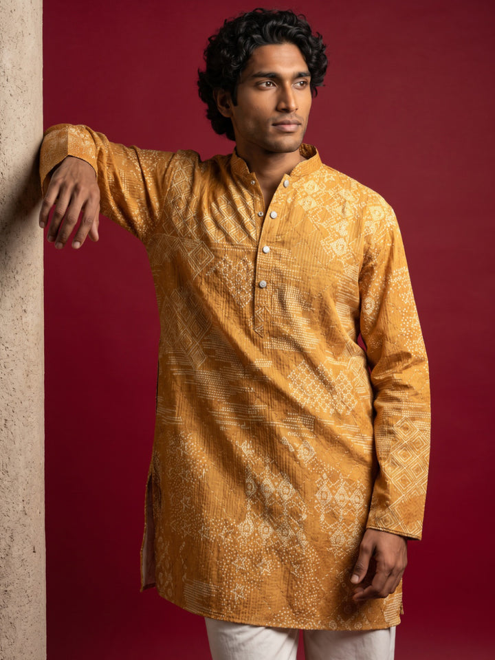 Printed Cotton Blend Kurta For Men