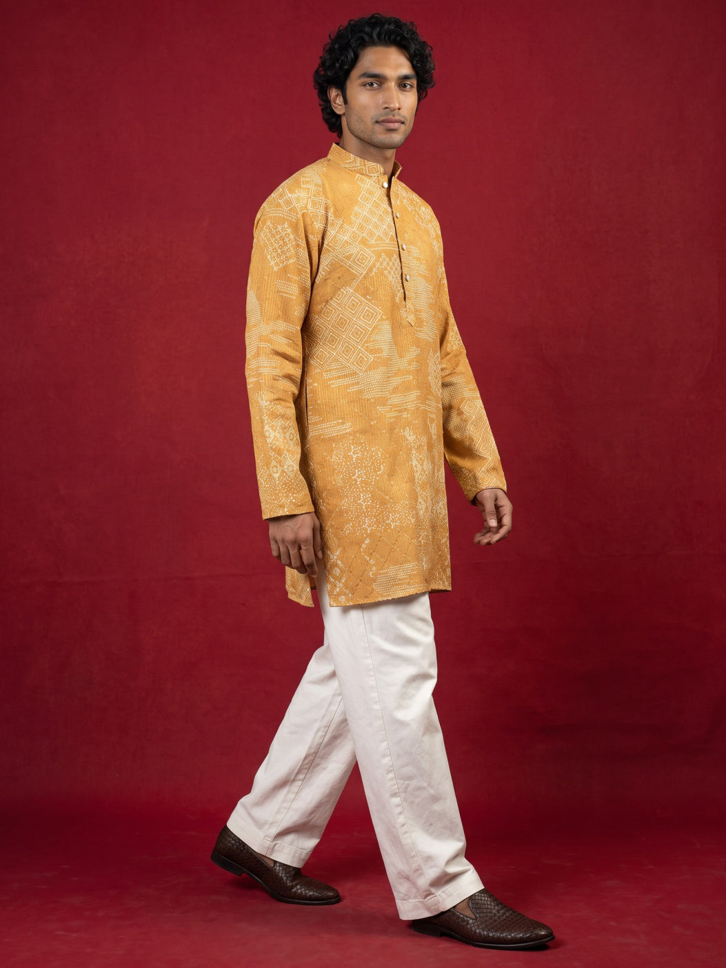 Printed Cotton Blend Kurta For Men