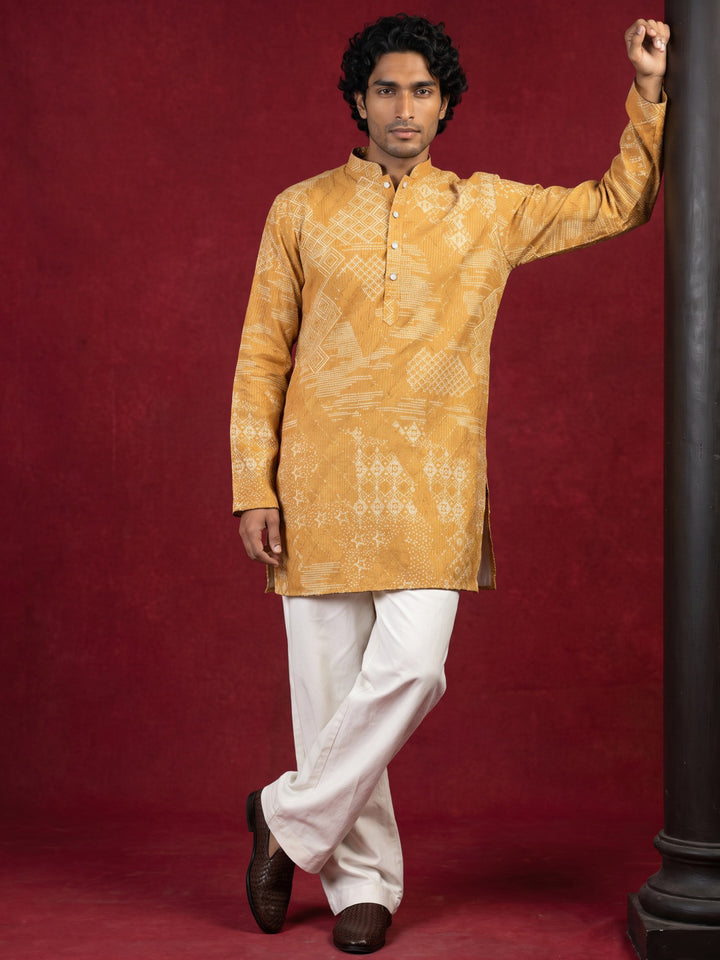 Printed Cotton Blend Kurta For Men