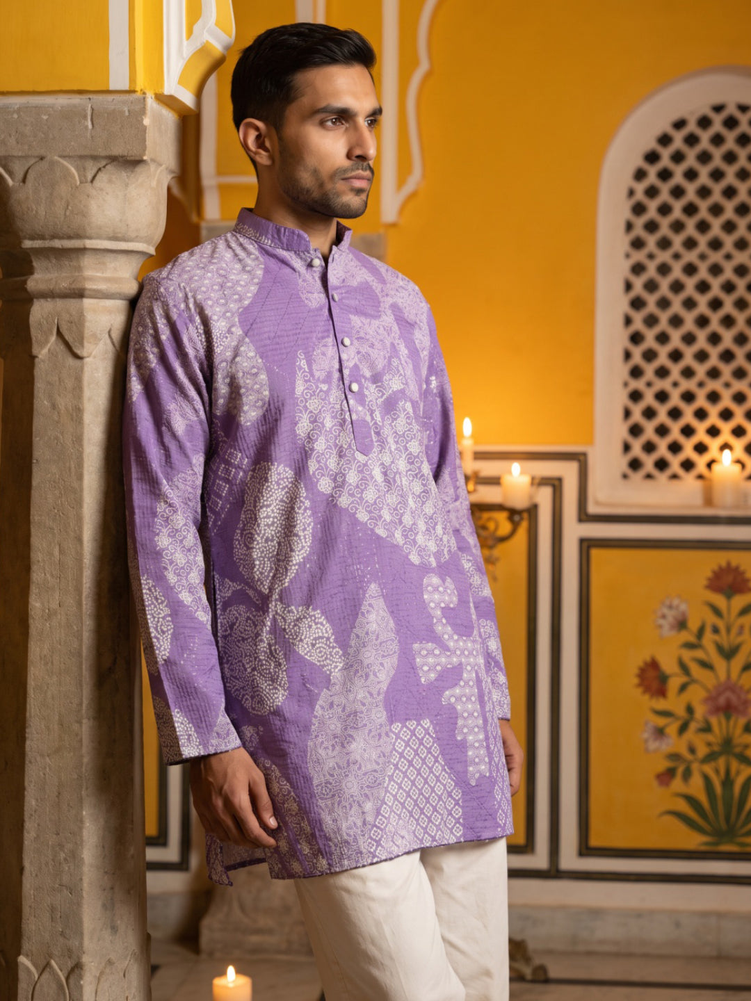 Printed Cotton Blend Kurta For Men