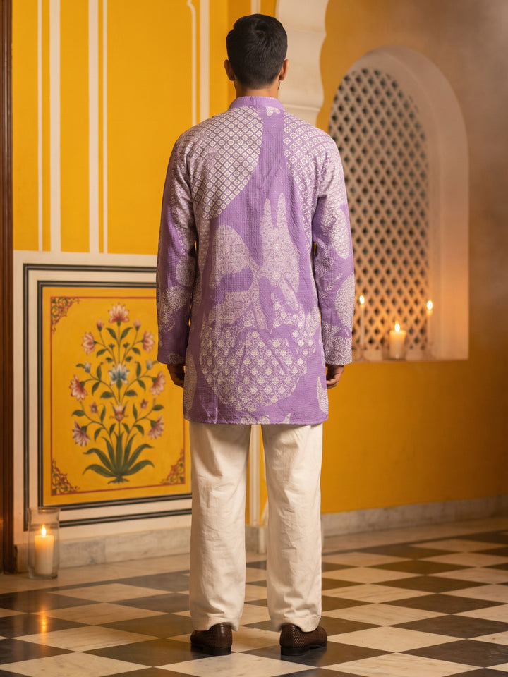 Printed Cotton Blend Kurta For Men