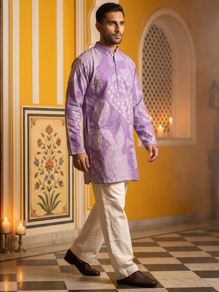 Printed Cotton Blend Kurta For Men