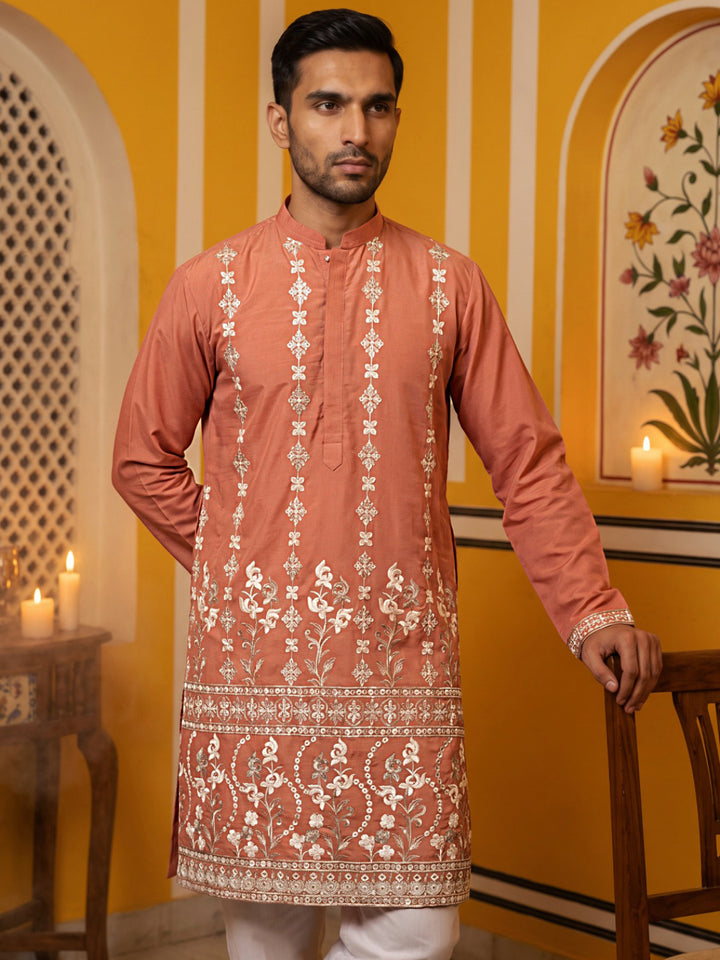 Floral Embroidered Kurta For Men