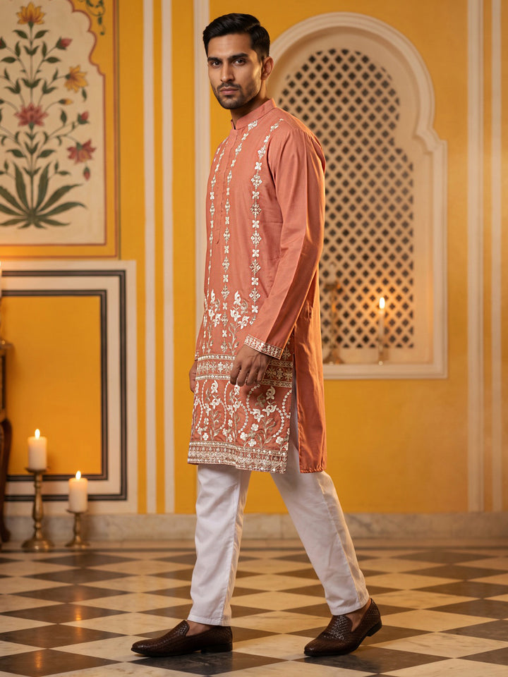 Floral Embroidered Kurta For Men