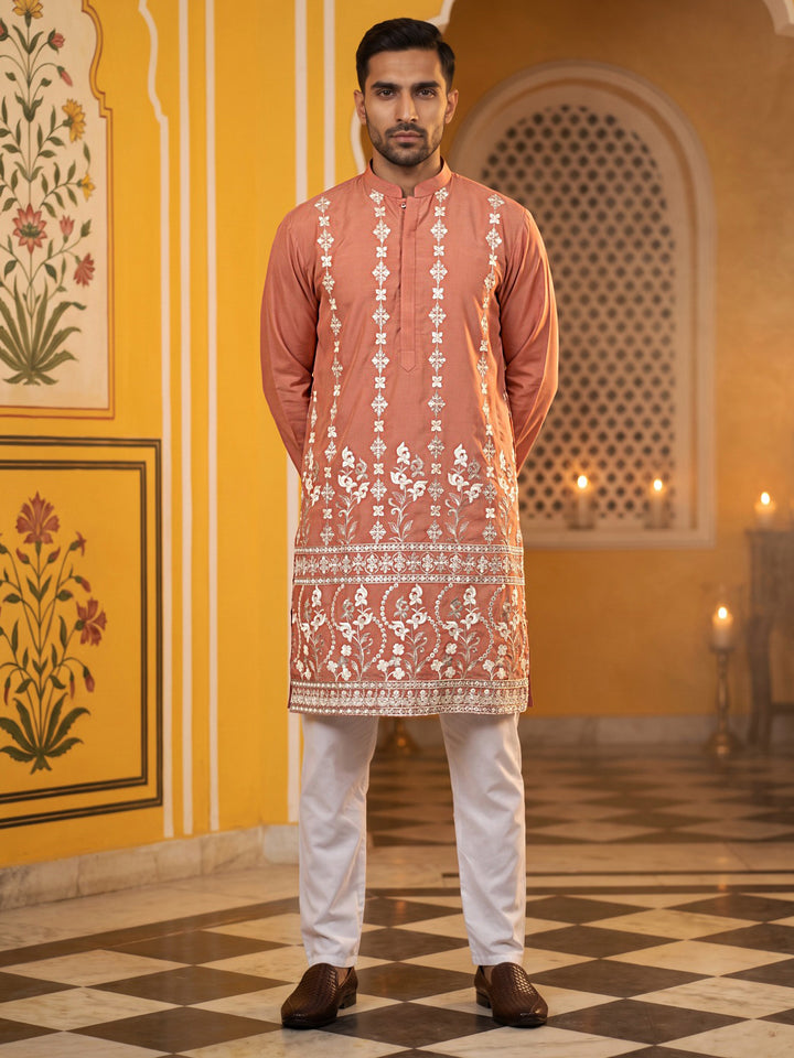 Floral Embroidered Kurta For Men