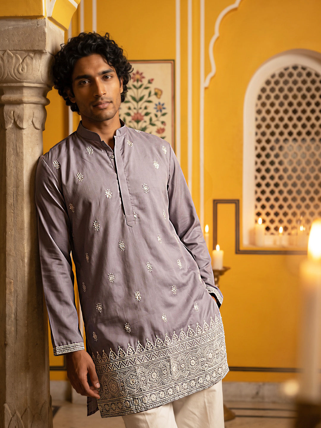 Floral Embroidered Kurta For Men