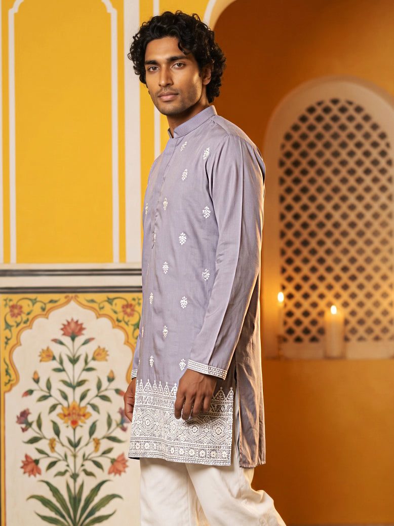 Floral Embroidered Kurta For Men