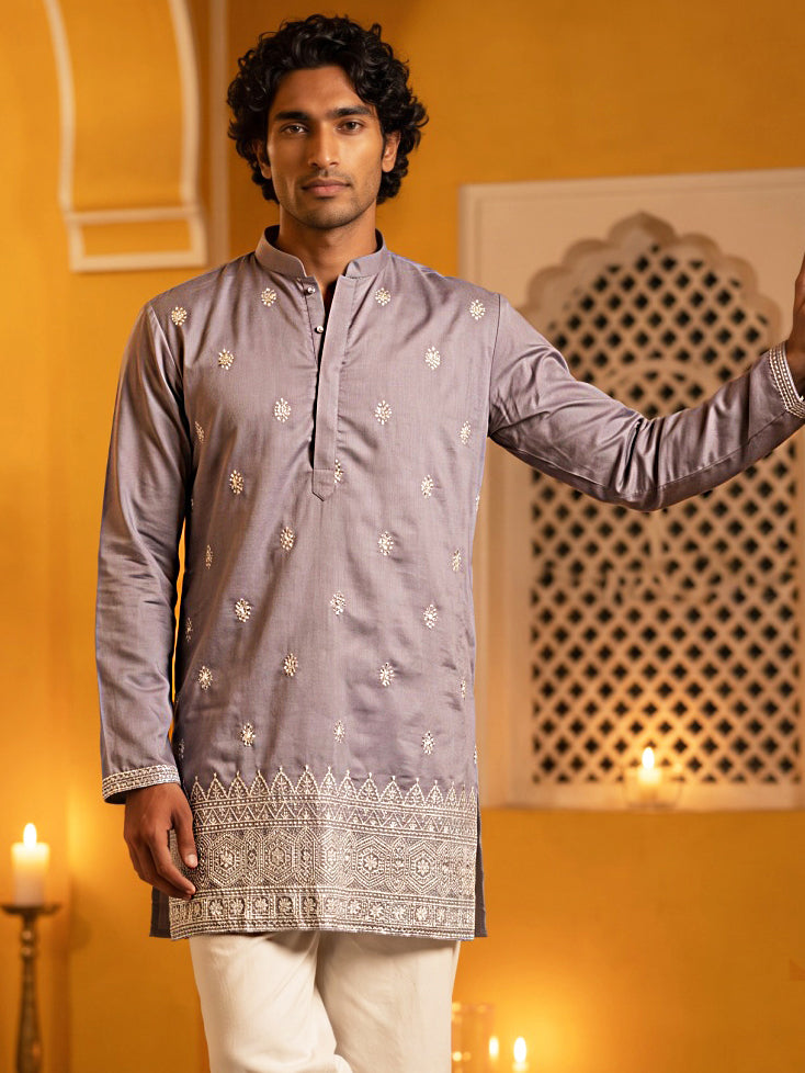Floral Embroidered Kurta For Men
