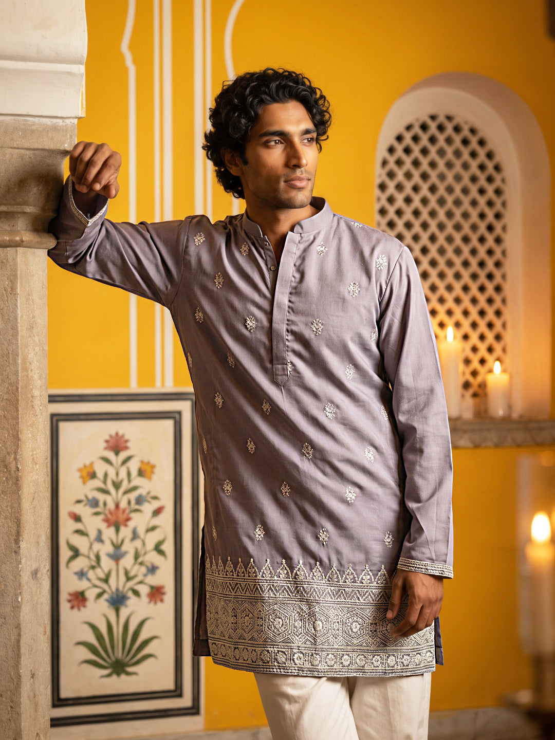 Floral Embroidered Kurta For Men