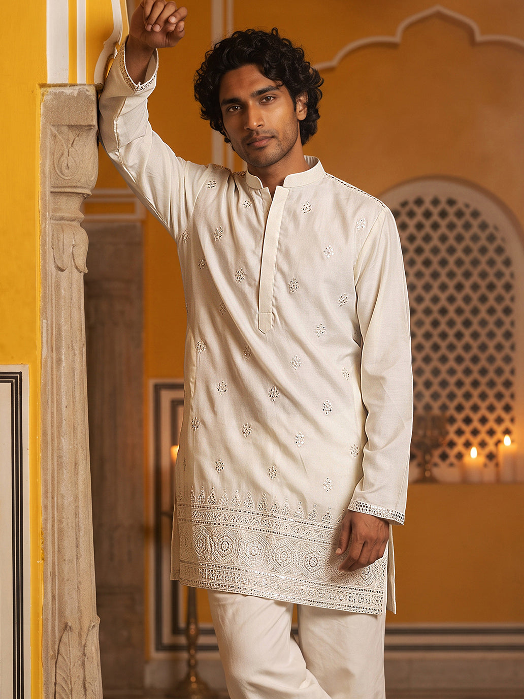 Floral Embroidered Kurta For Men