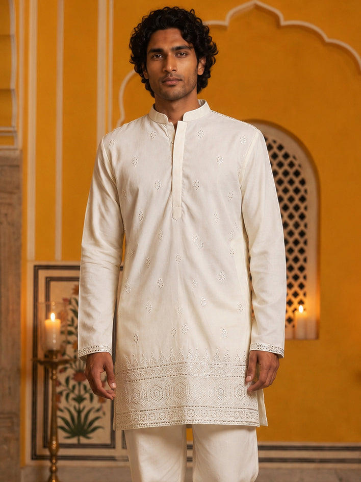 Floral Embroidered Kurta For Men