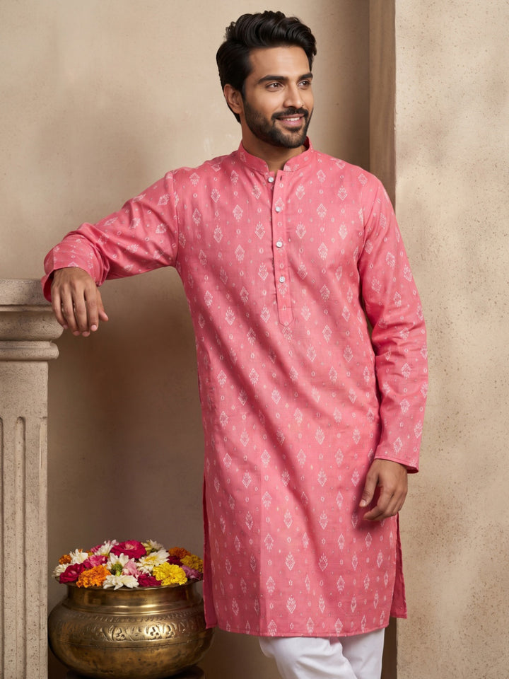 Men’S Foil Print Traditional Kurta