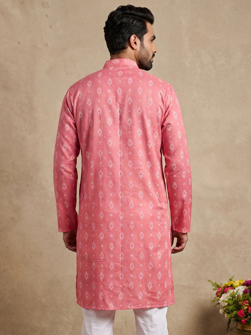 Men’S Foil Print Traditional Kurta
