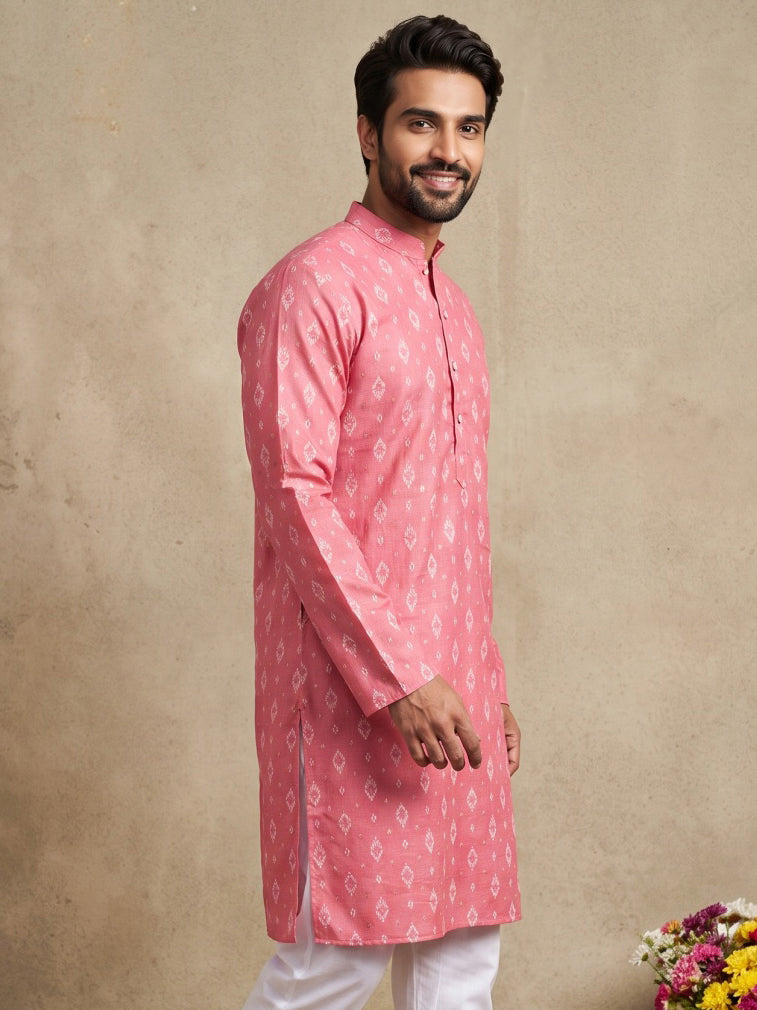 Men’S Foil Print Traditional Kurta