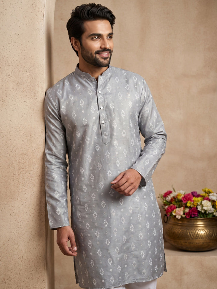 Men’S Foil Print Traditional Kurta
