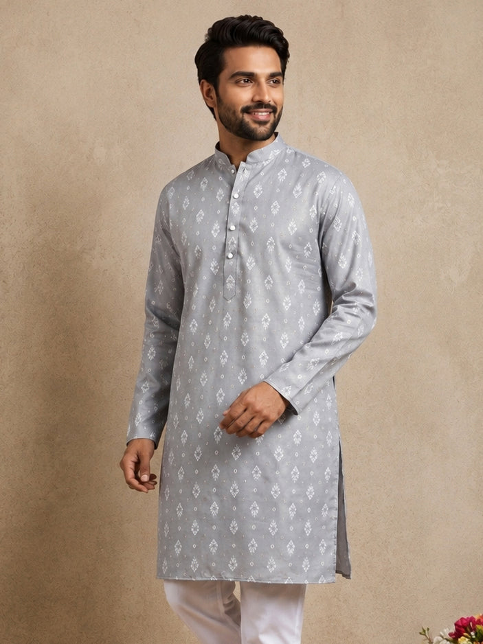 Men’S Foil Print Traditional Kurta
