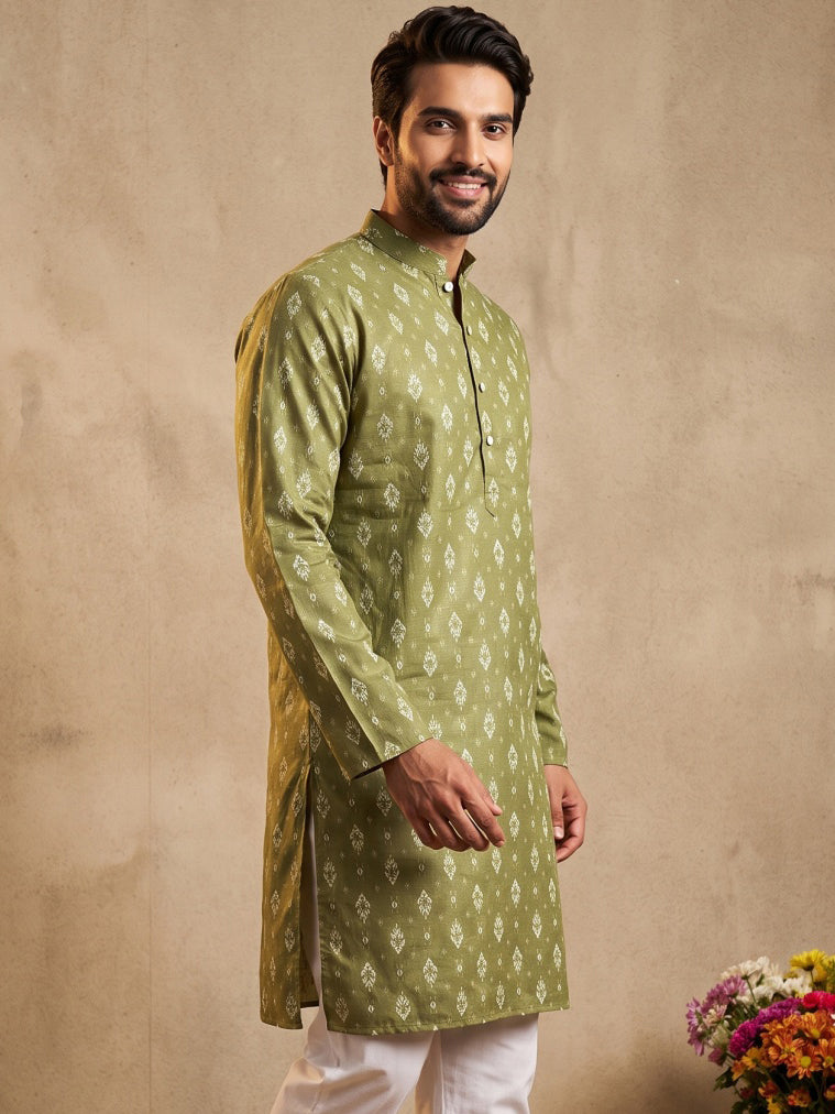 Men’S Foil Print Traditional Kurta