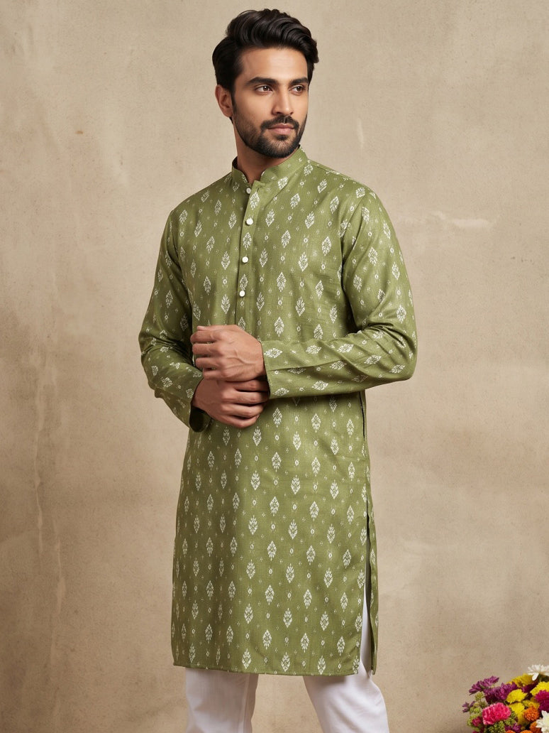 Men’S Foil Print Traditional Kurta