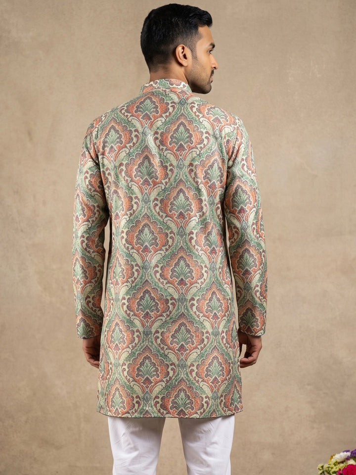 Printed &amp; Thread Work Kurta For Men