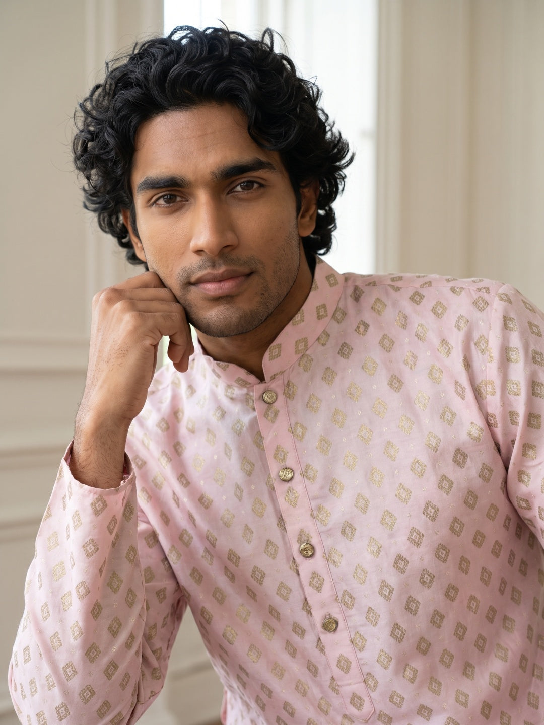 Men’S Foil Print Traditional Kurta