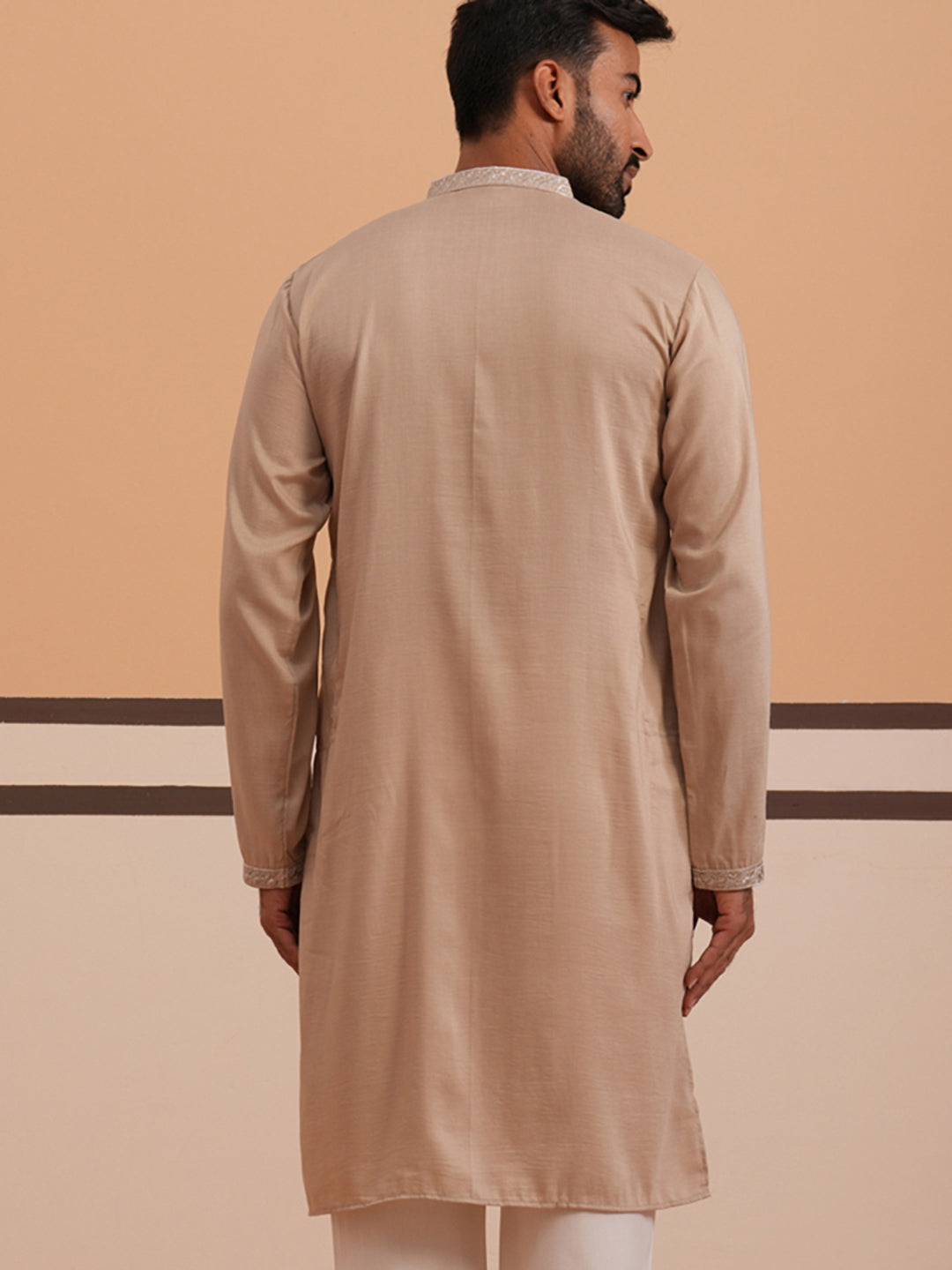 Silk Blend Kurta With Matching Embroidered Dupatta