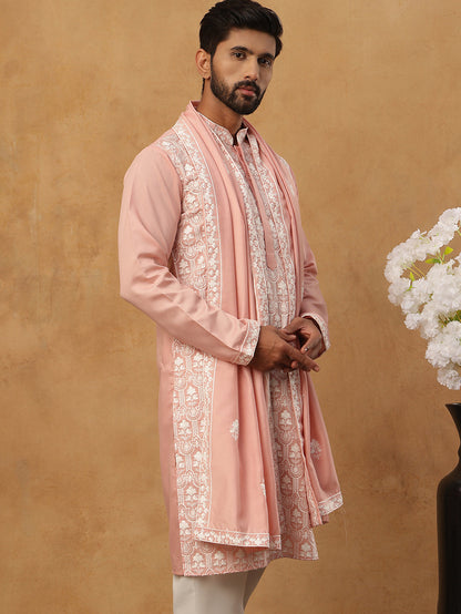 Silk Blend Embroidered Kurta & Dupatta