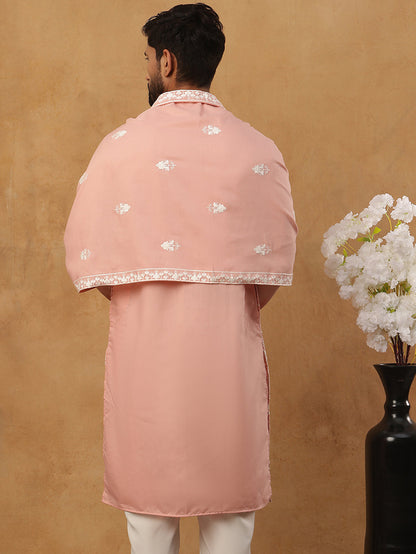 Silk Blend Embroidered Kurta & Dupatta