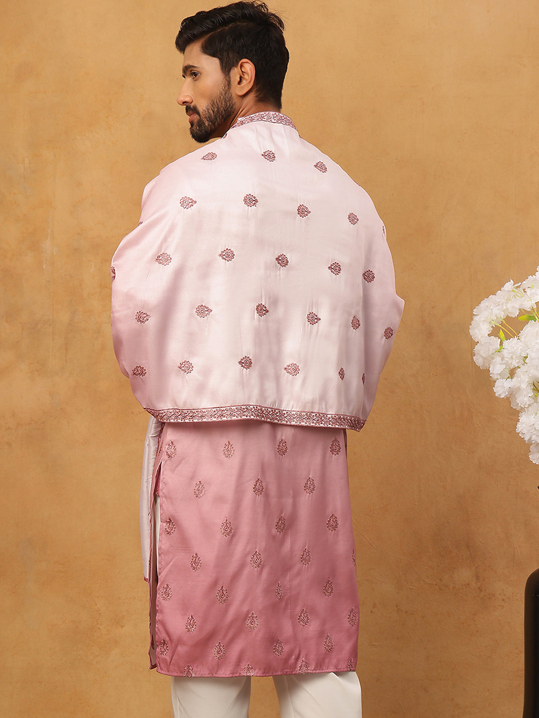 Embroidered Silk Blend Kurta With Dupatta