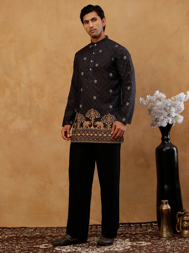 Premium Printed &amp; Thread Work Kurta With Korean Pants