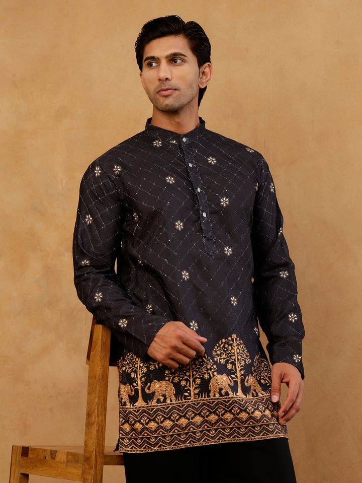 Premium Printed &amp; Thread Work Kurta With Korean Pants