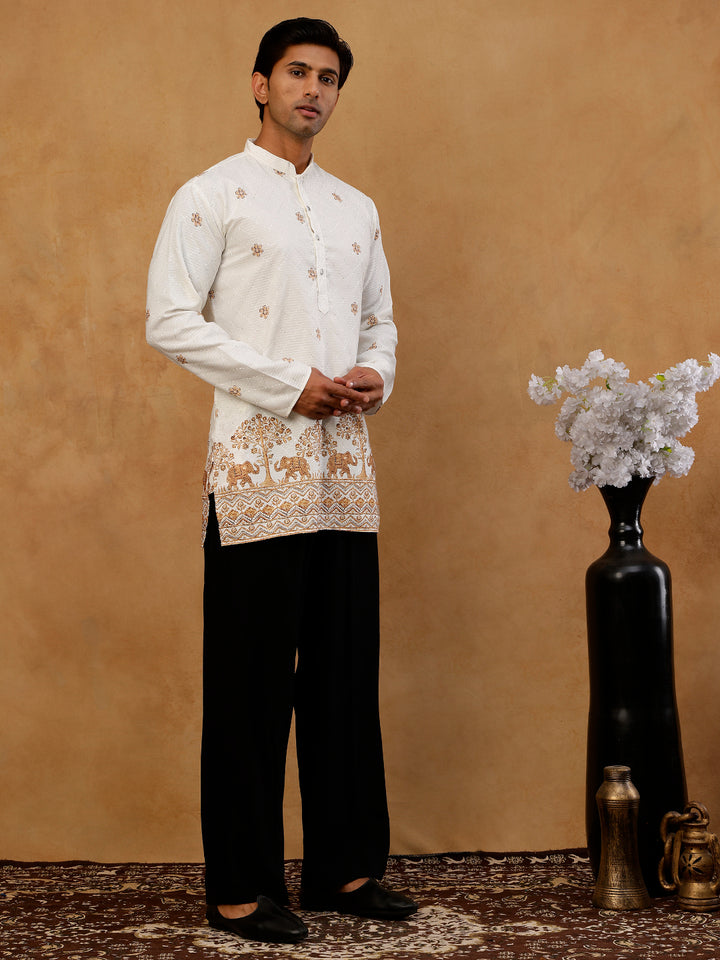 Premium Printed &amp; Thread Work Kurta With Korean Pants