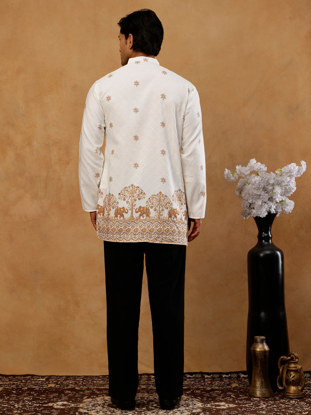 Premium Printed &amp; Thread Work Kurta With Korean Pants