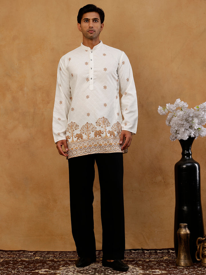 Premium Printed &amp; Thread Work Kurta With Korean Pants