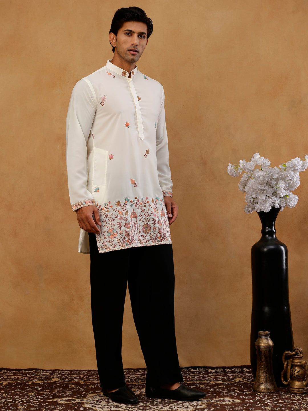 Japanese Fabric Embroidered Kurta &amp; Korean Pants Set