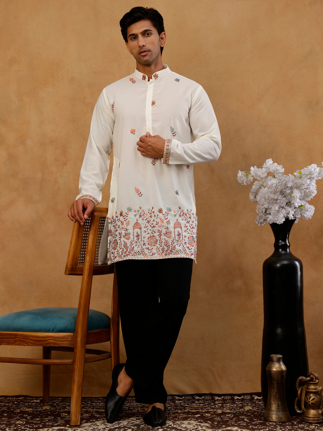Japanese Fabric Embroidered Kurta &amp; Korean Pants Set