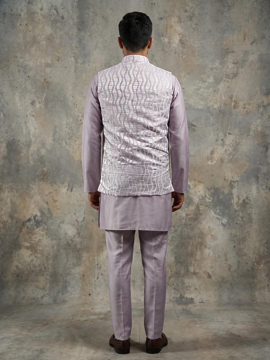 Men Woven Nehru Jacket With Kurta Set