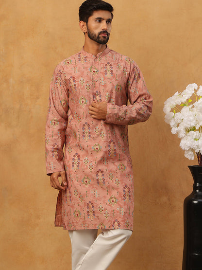 Traditional Foil Printed Kurta Pyjama For Men